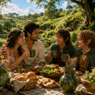 Almuerzo campestre en la Comarca con Frodo y Sam